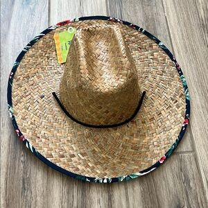NEW Amscan Adult Straw Sun Hat with Floral Trim